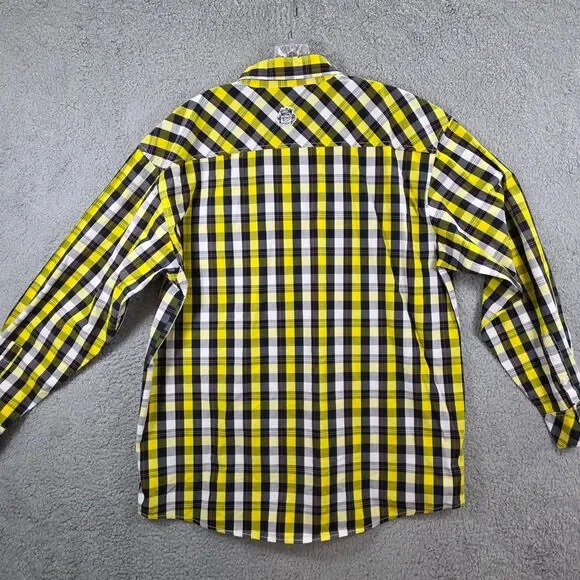 Akademiks Shirt Men's Plaid Yellow Black Button Up Long Sleeve AKDMKS Size 2XL - Picture 6 of 10